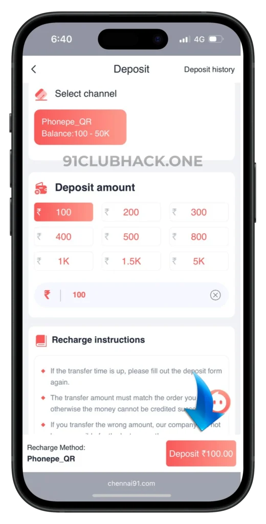 91club-deposit-page